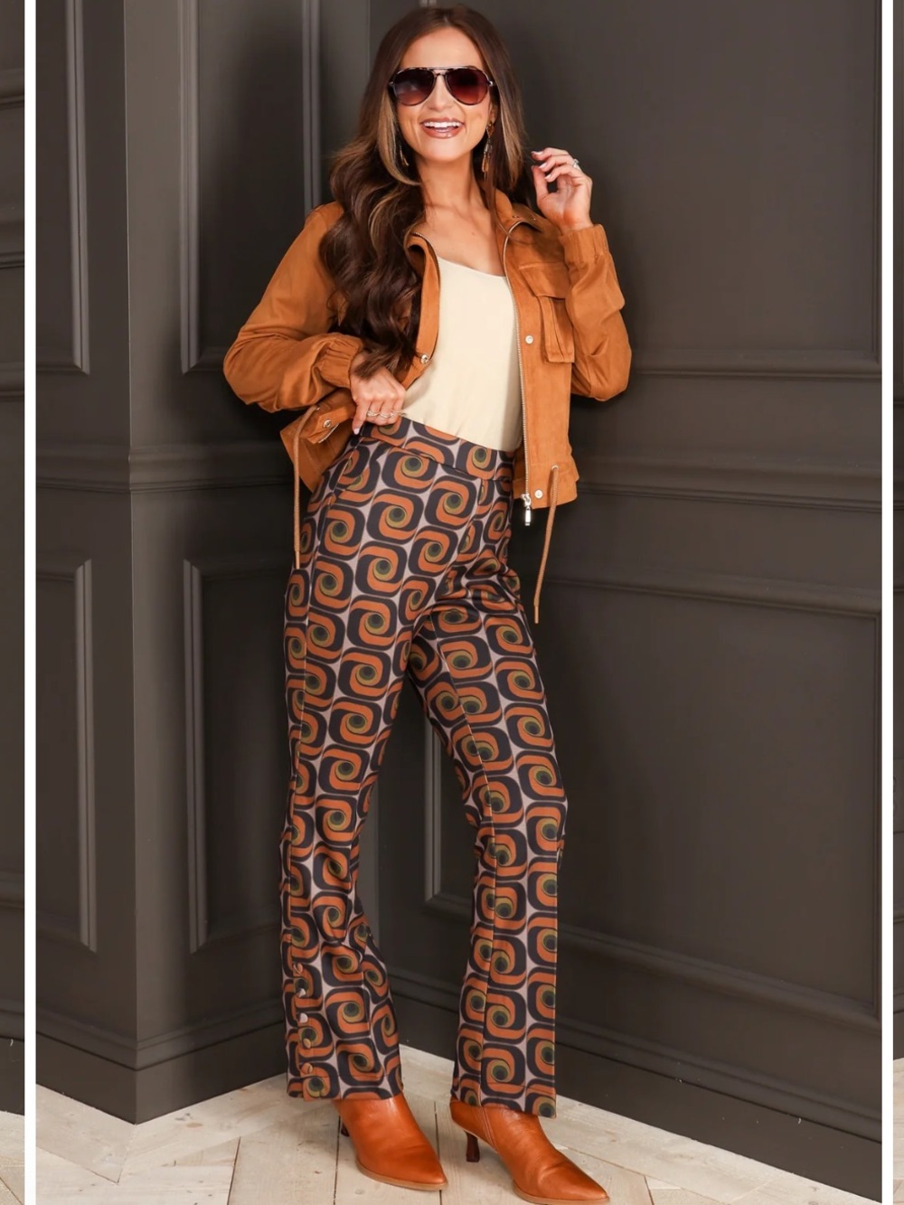 Insight Brown & Orange Retro 60’s Wide Leg Pants